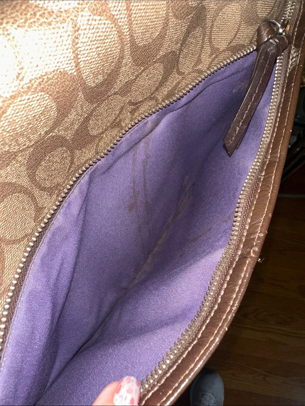 Coach Beige & Brown Signature Messenger Crossbody Baby Bag